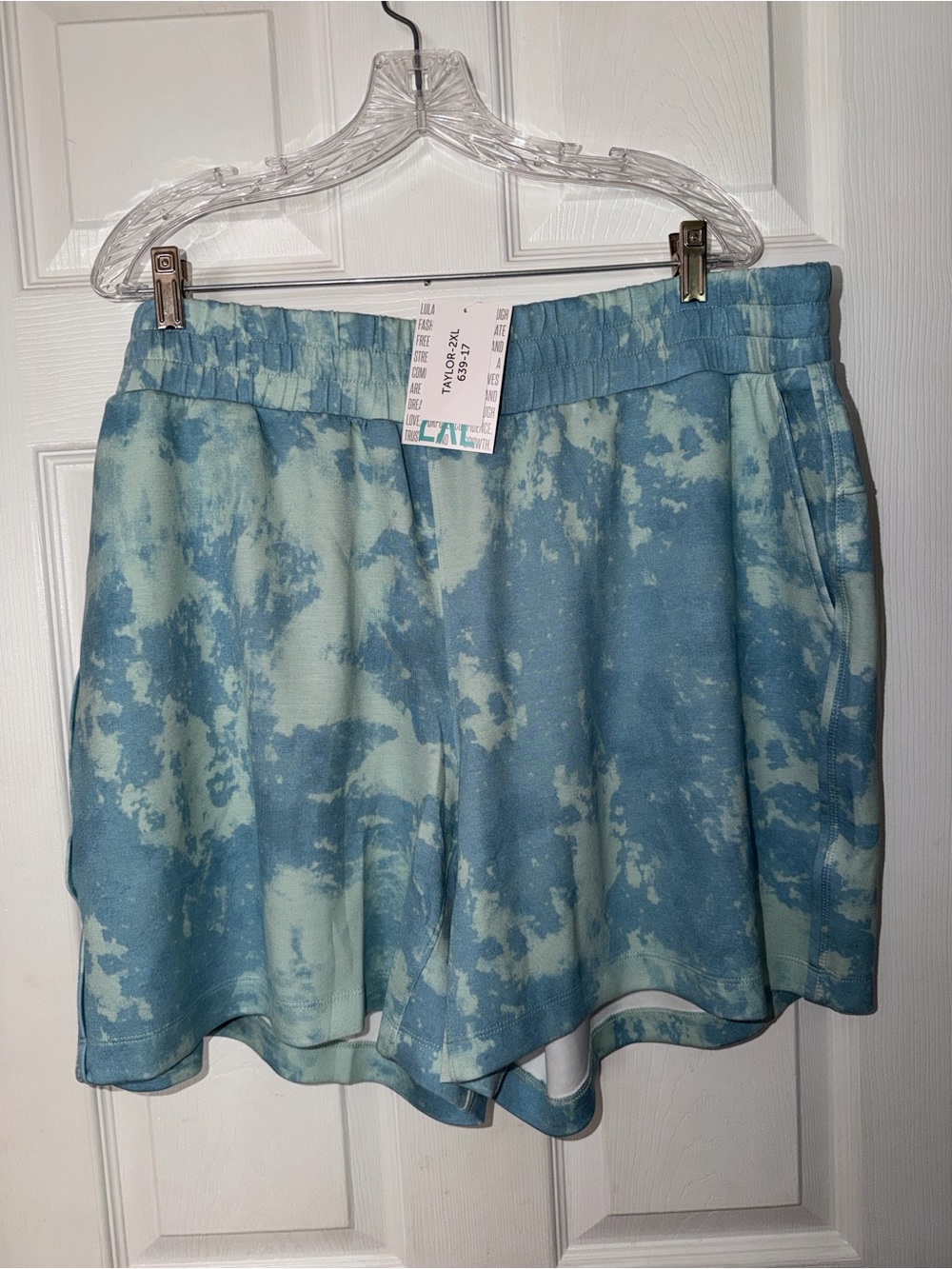 Tie-Dye Relaxed Women's Shorts in Turquoise color, 2XL